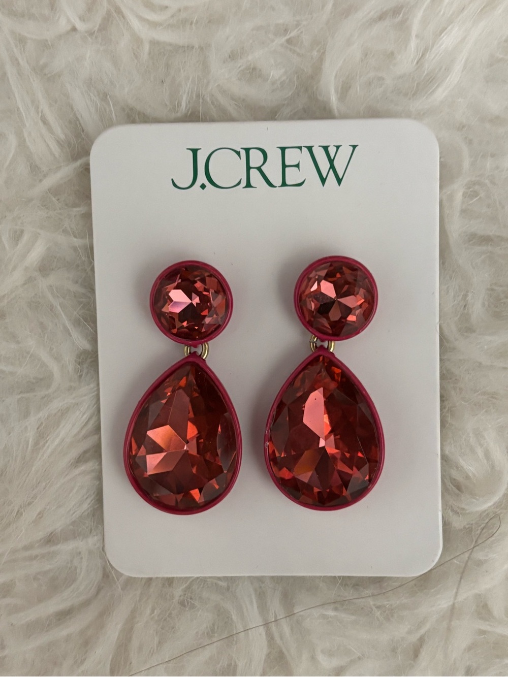 J. Crew Red Teardrop Crystal Double-Drop Earrings